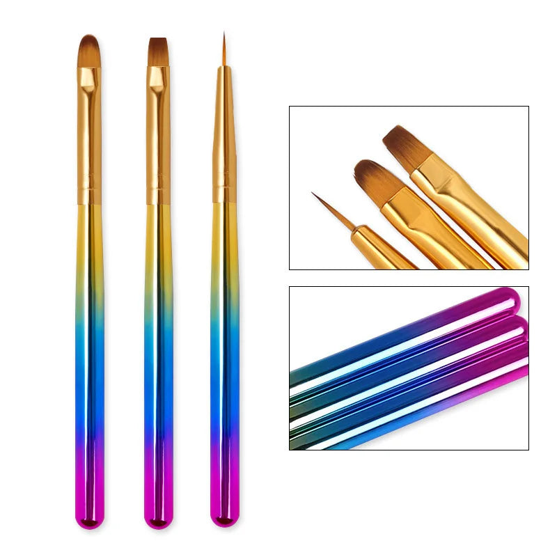 3pcs/Set Nail Brush Nail Art French Stripes Lines