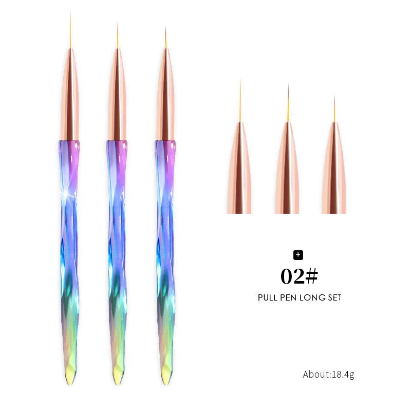 3pcs/Set Nail Brush Nail Art French Stripes Lines