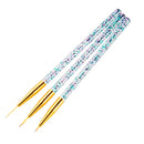 3Pcs Acrylic French Stripe Nail Art Liner Brush Set Ultra-thin Line