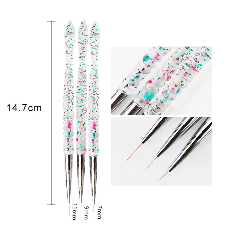 3pcs/Set Nail Brush Nail Art French Stripes Lines