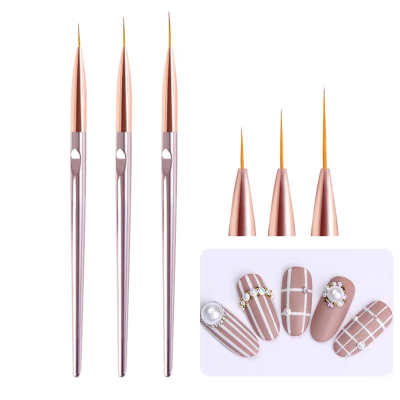 3pcs/Set Nail Brush Nail Art French Stripes Lines