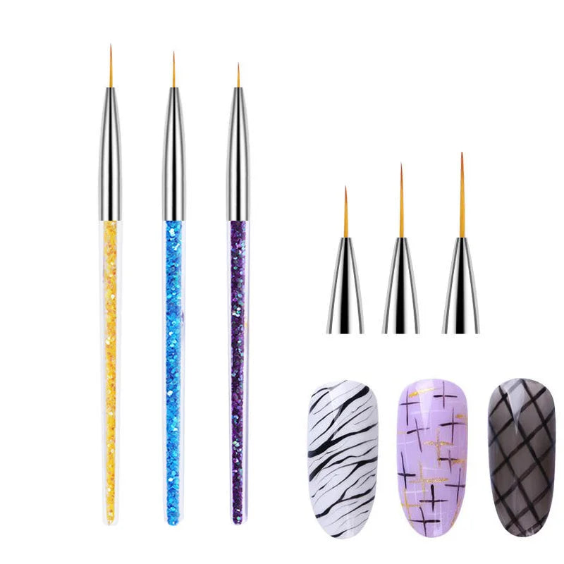 3pcs/Set Nail Brush Nail Art French Stripes Lines