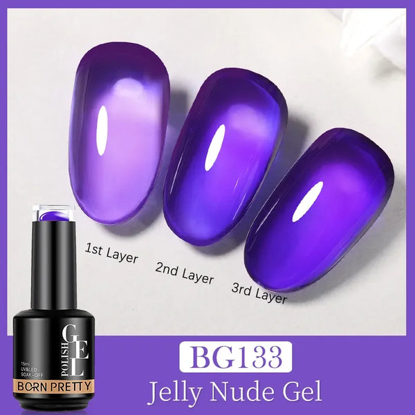 15ML Jelly Purple Nail Gel Polish Colorful Translucent