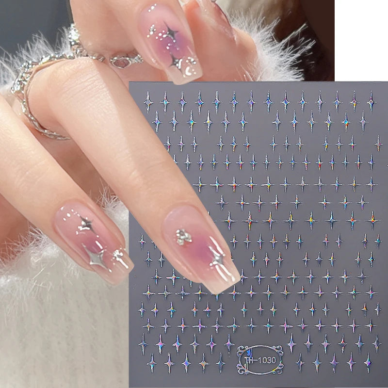 3D Laser Flower Nail Sticker Aurora Decals