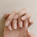24pcs False Nail Full Cover Fake Nail Elegant Pink Glitter French