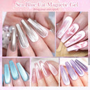 BORN PRETTY Sea Blue Nude Pink Snow light Cat Eye Magnetic, Transparent Jelly Nail Gel Polish UV Gel Color