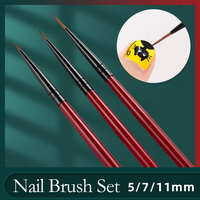 3pcs/Set Nail Brush Nail Art French Stripes Lines