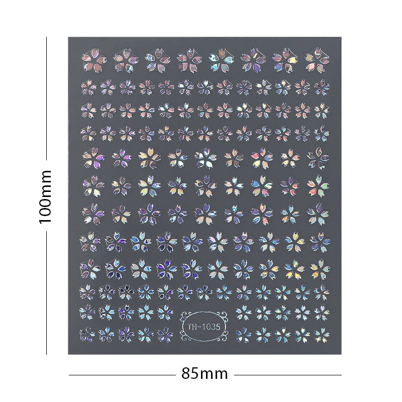 3D Laser Flower Nail Sticker Aurora Decals