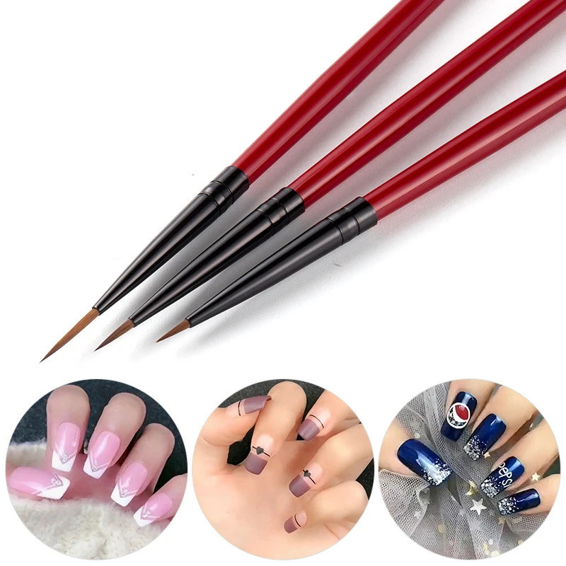 3pcs/Set Nail Brush Nail Art French Stripes Lines