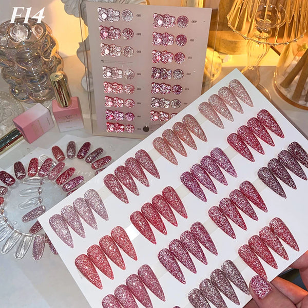 15 Colors Pink Glitter Broken Diamond Gel Nail Polish Set