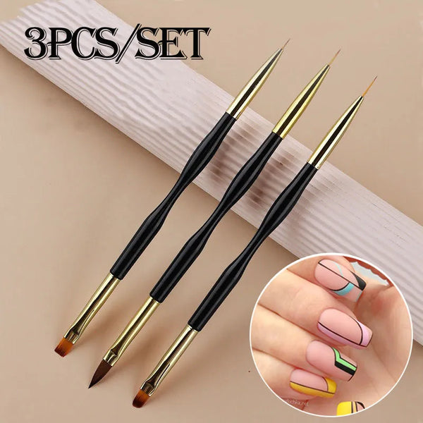 3Pcs French Stripe Nail Art Liner Brush Set