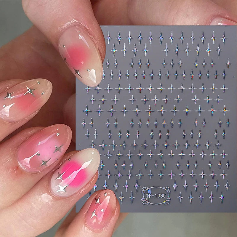 3D Laser Flower Nail Sticker Aurora Decals